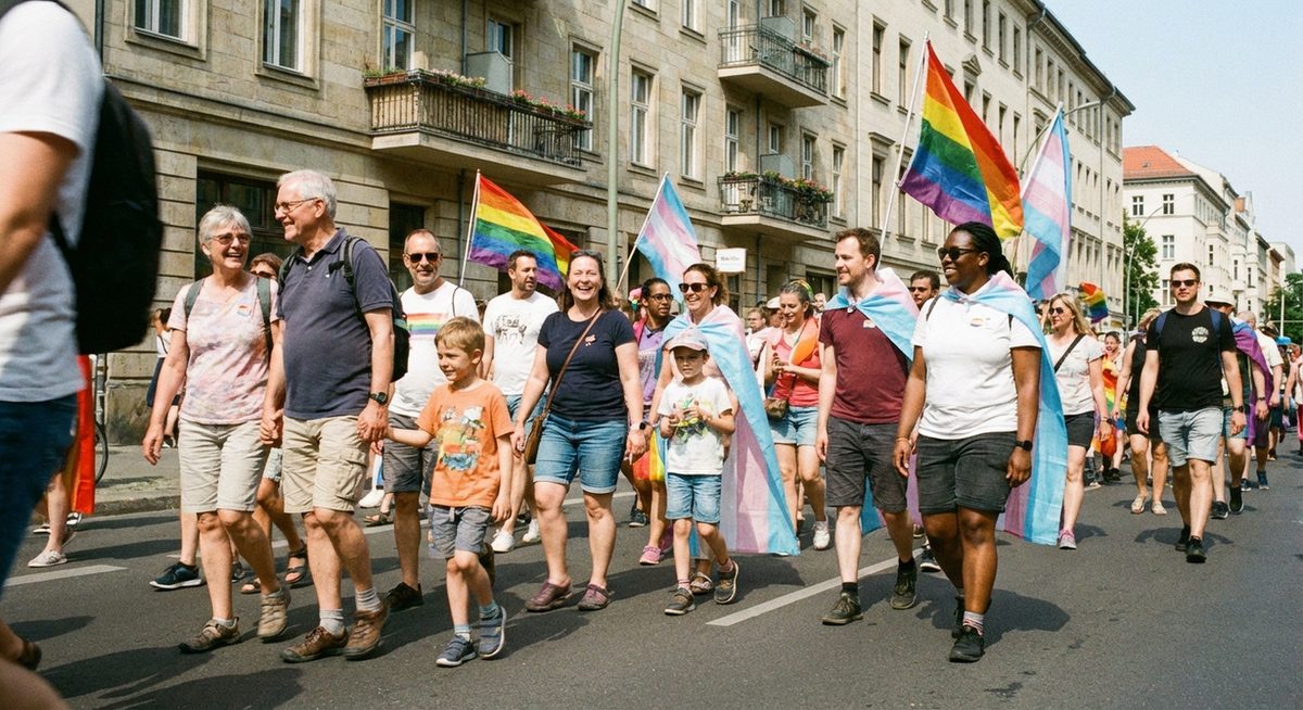 Pride Parade in NRW mit Regenbogenflaggen